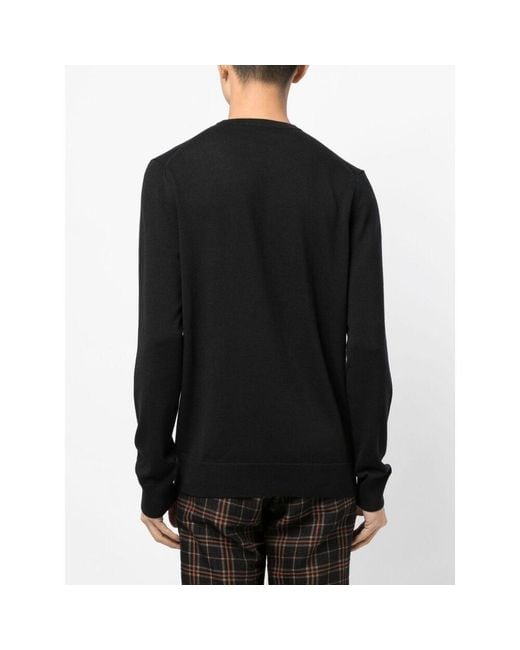 Fred Perry Black Logo-Embroidered Long-Sleeved Crewneck Jumper for men