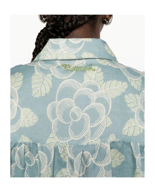 Marni Blue Floral-Pattern Shirt