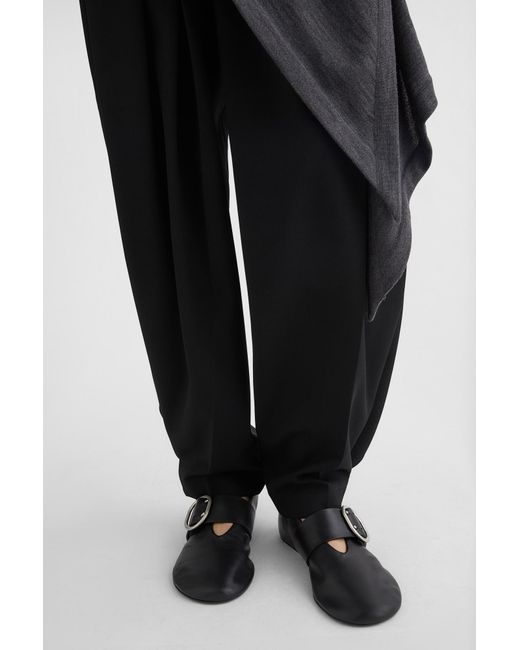 Jil Sander Black Cannolo Buckled Ballerinas