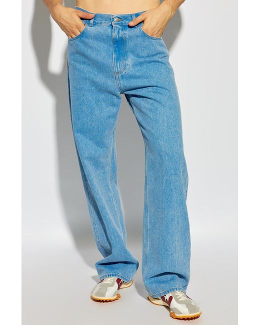 Marni Blue Logo Patch Straight Leg Jeans for men