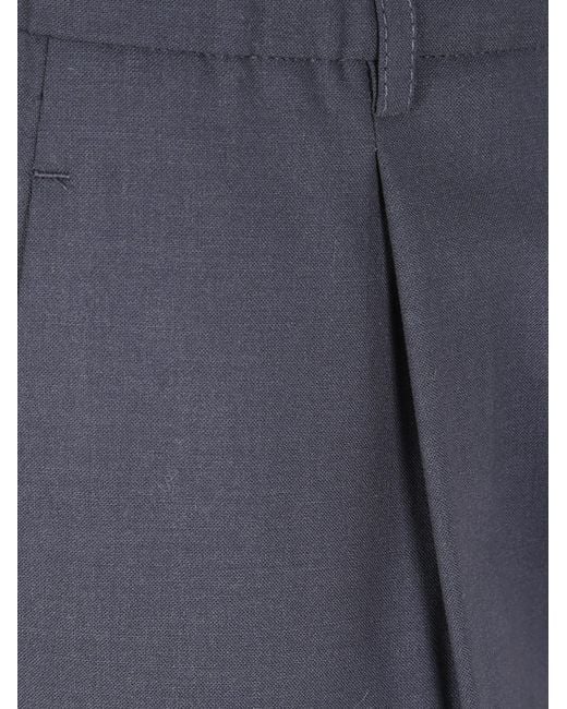Herno Blue Elasticated Waist Pleated Trousers for men