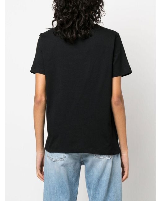 MSGM Black Logo-Print Cotton T-Shirt