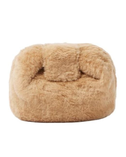 Gabriela Hearst Natural Soft Demi Faux Shearling Clutch
