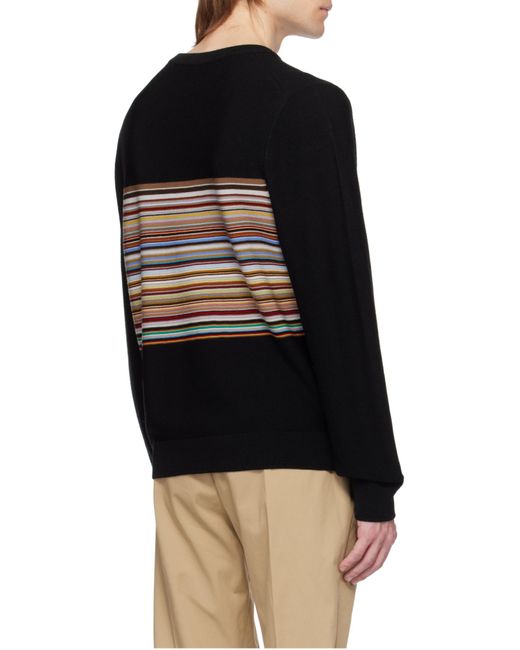 Paul Smith Black Striped Crewneck Knit Jumper for men