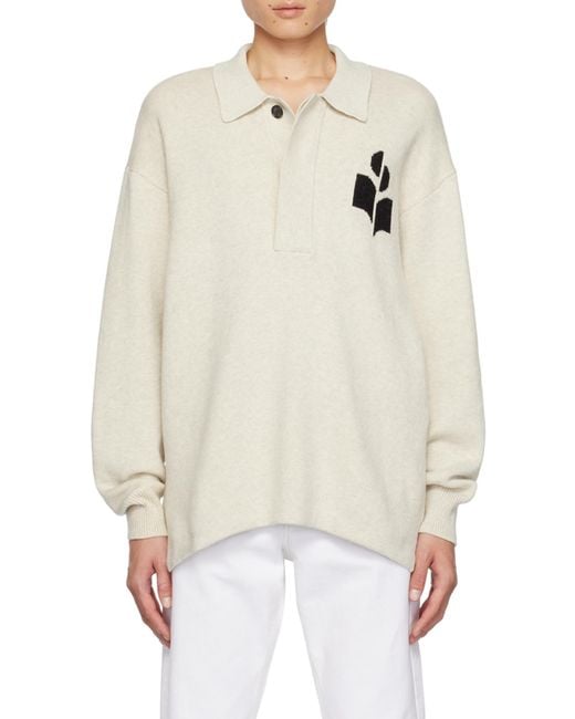 Isabel Marant White Polo-Collared Knitted Jumper for men