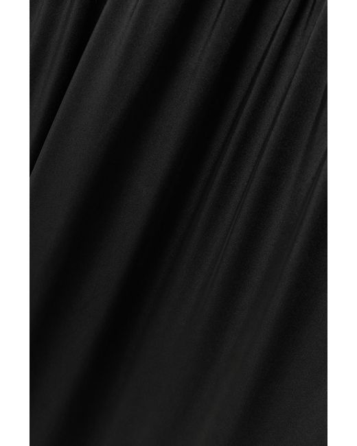 16Arlington Black Plunging Halterneck Satin Gown