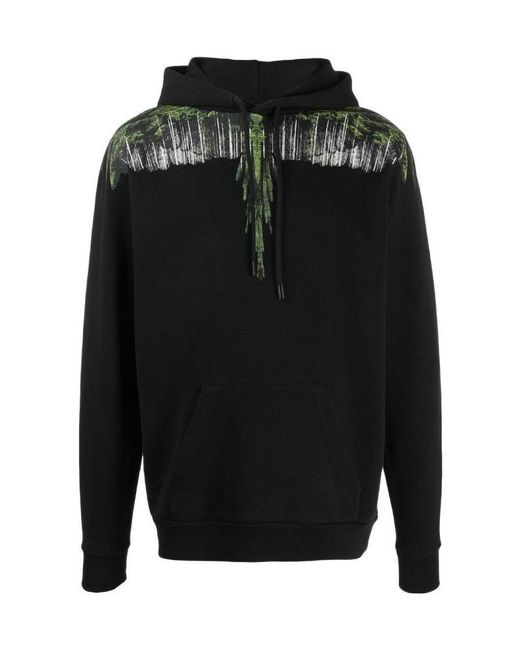 Marcelo Burlon Black Wing Printed Hooded Sweater for men