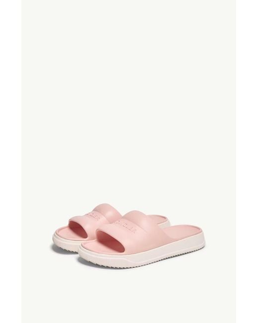Moncler Pink Altive Logo Slide Sandals
