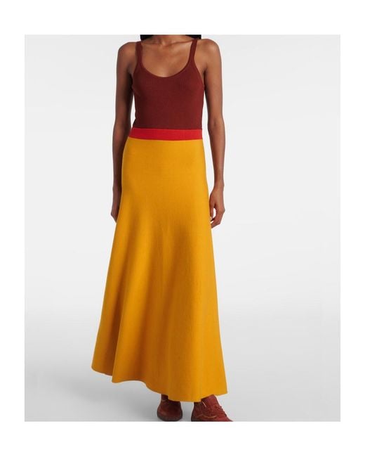 Gabriela Hearst Yellow Flaminius Colorblocked Wool Maxi Dress