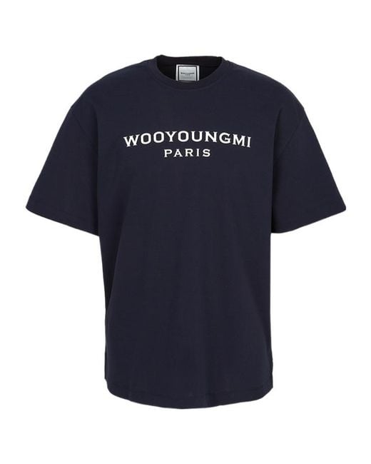 Wooyoungmi Blue Logo Crew Neck T-Shirt for men