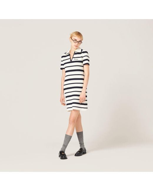 【MIU MIU】BIG Sale★COTTON POLO ドレス Logo cotton polo dress in white - Miu Miu | Mytheresa