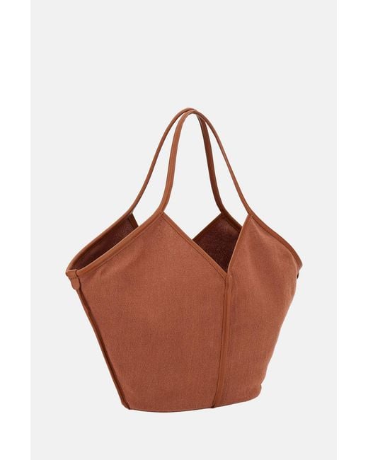 Hereu Brown Top Handle Tote Bag