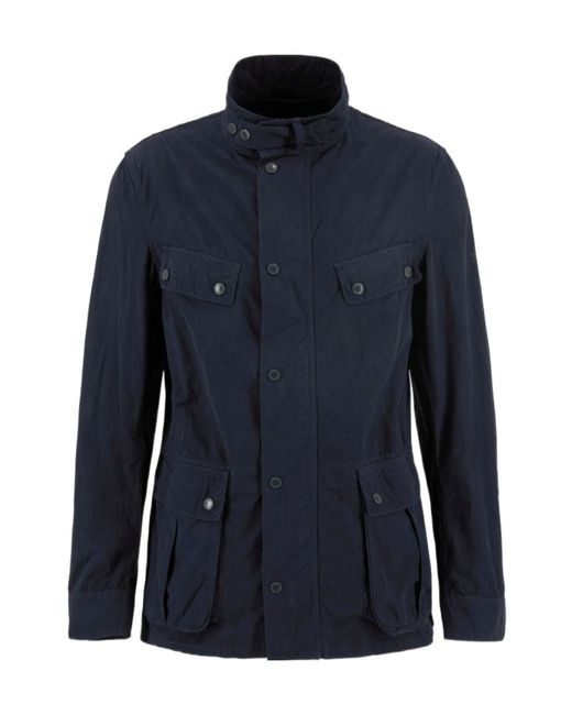 Barbour Blue High Neck Pocket Jacket for men
