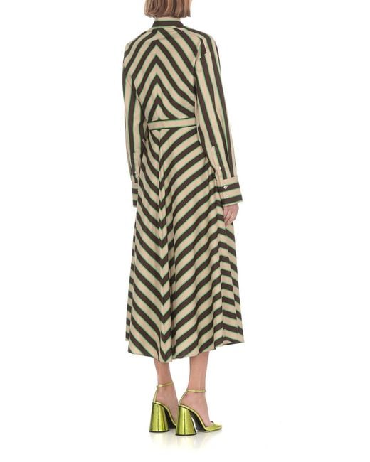 MSGM White Striped Long-Sleeve Shirt Dress