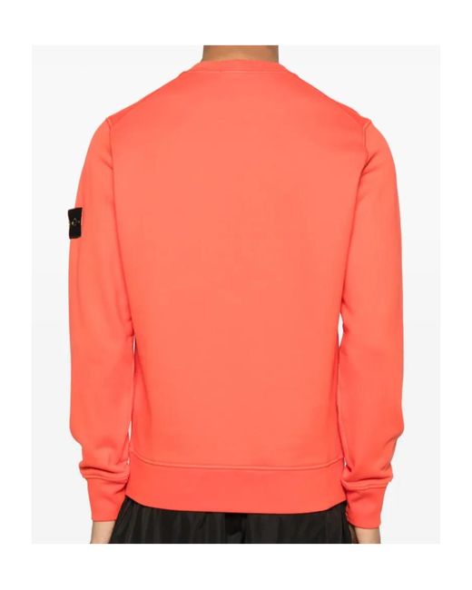 Stone Island Red Compass Patch Crewneck Sweatshirt for men