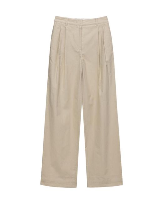 DUNST Natural Pleated Wide-Leg Pants