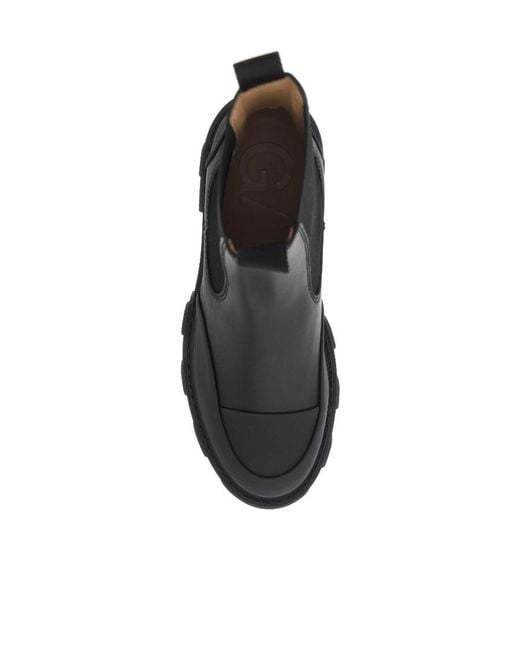 Ganni Black Cleated Low Chelsea Boots