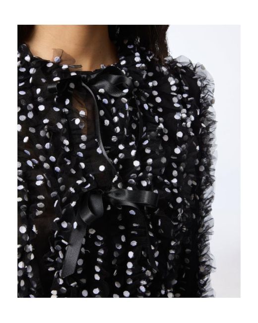 Nina Ricci Black Polka Dot Tie-Front Jacket