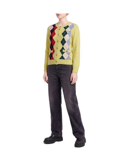 Ganni Yellow Printed Cardigans