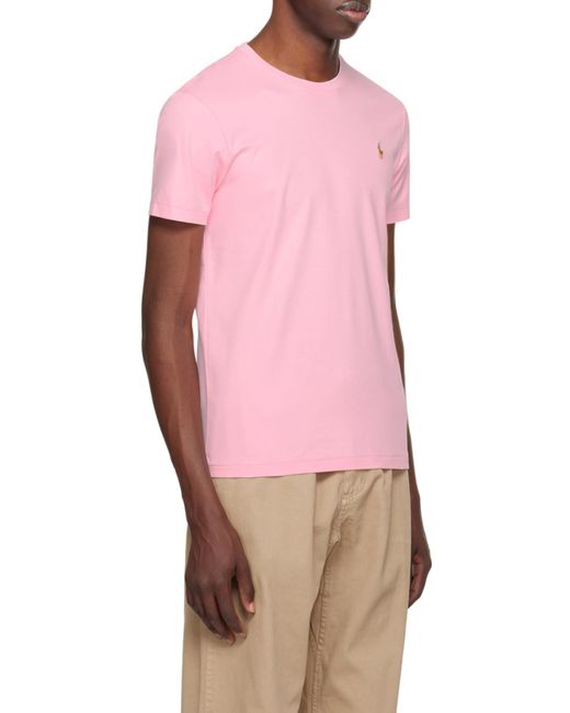 Polo Ralph Lauren Pink Logo Embroidered Crewneck T-Shirt for men