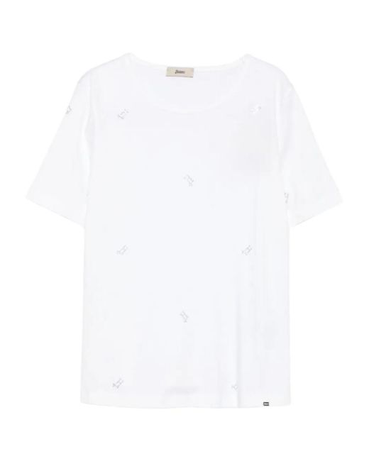 Herno White Rhinestone-Embellished Short-Sleeve T-Shirt