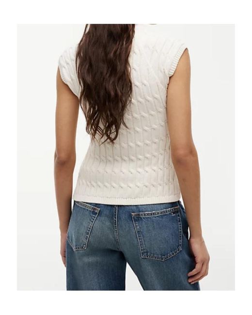 Tommy Hilfiger White Cable-Knit Sleeveless Cardigan