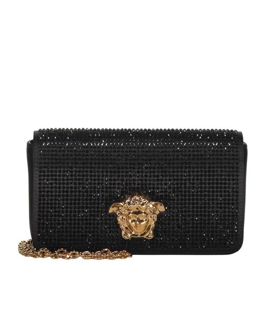 Versace Black Embellished Chain Strap Mini Bag