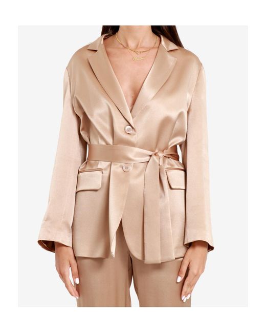 Semicouture Natural Semi Couture Christiana Jacket With Lapels And Belt