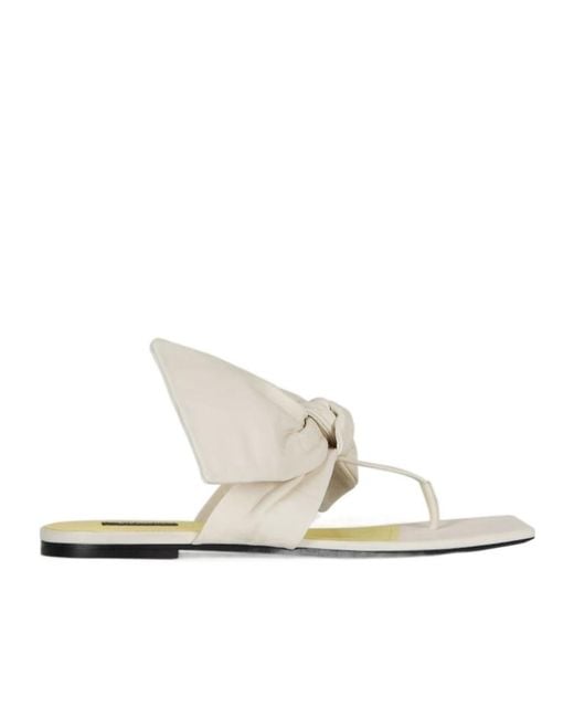 Givenchy White Boudoir Bow Thong Slides