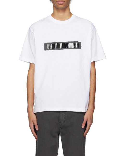 A.P.C. White Logo Printed Crewneck T-Shirt for men