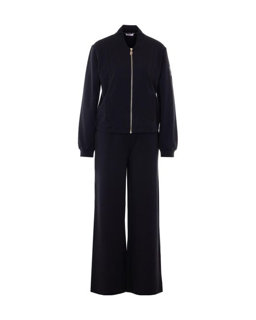 Liu Jo Blue Logo Detail Zip-Up Jumpsuit