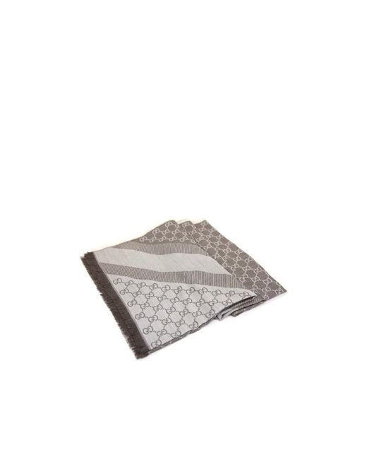 Gucci Gray Logo Printed Scarf for men