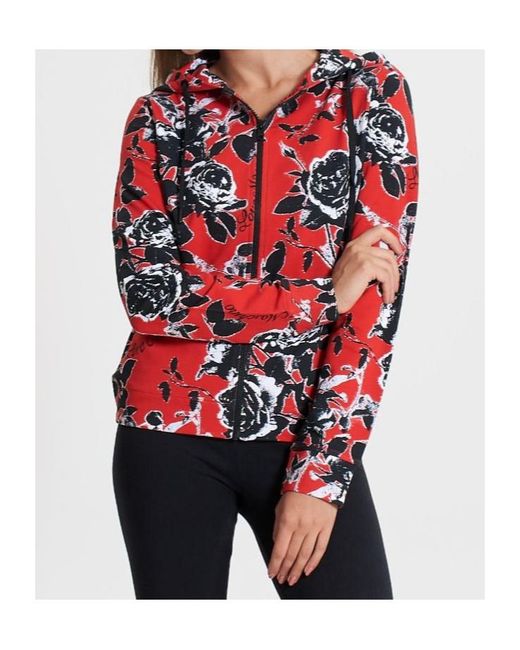 Moschino Red Printed Hooded Casual Jacket