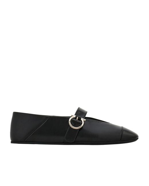 Ferragamo Black Gancini Ballet Flat