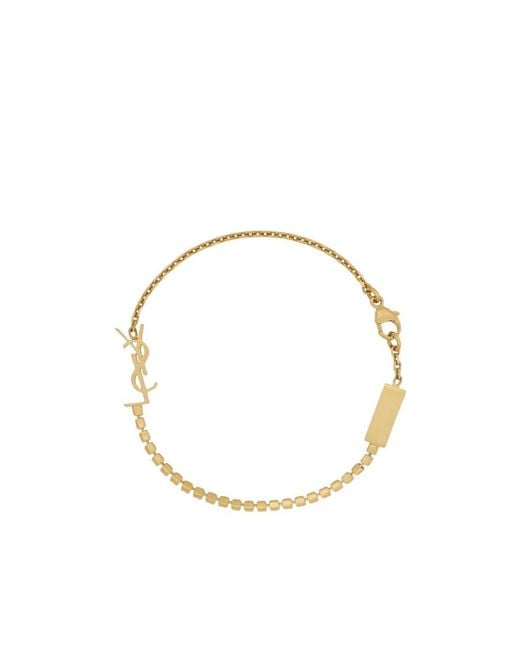 Saint Laurent Metallic Cassandre Charm Bracelet