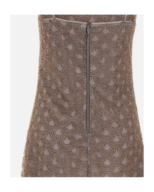ROTATE BIRGER CHRISTENSEN Brown Scallop-Trim Embellished Mini Dress