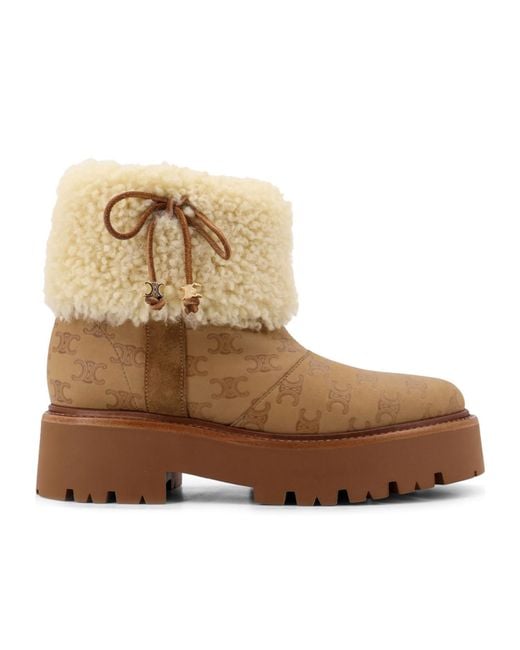 Céline Brown Bulky Cropped Triomphe Boot