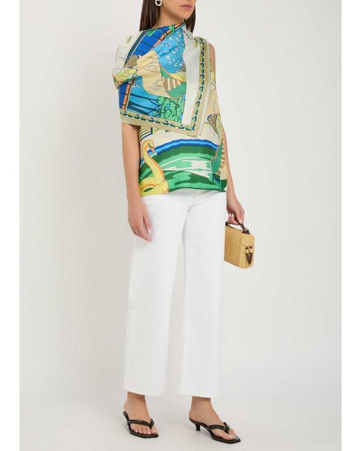 Tory Burch Green Printed Silk Top