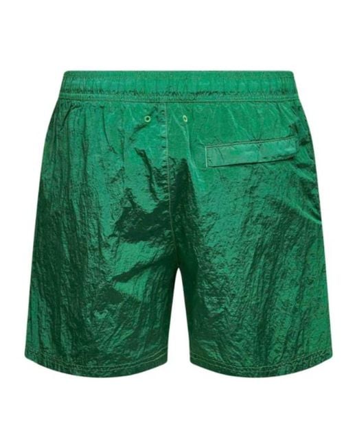 Stone Island Green Logo Patch Swim Shorts for men