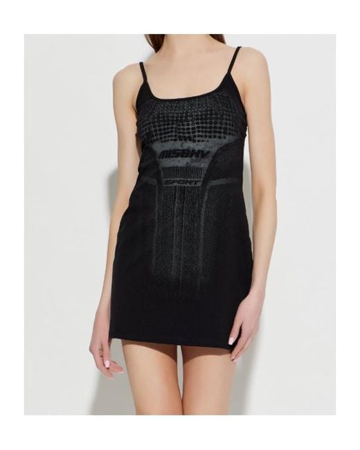 M I S B H V Black Logo-Detail Mini Dress