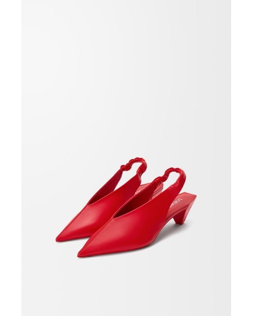 Loewe Red Pointed-Toe Slingback Pumps
