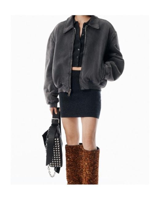Alexander Wang Blue Logo-Patch Knitted Mini Skirt