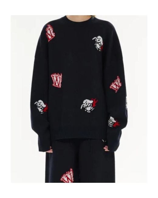 we11done Black Crew-Neck Sweater for men