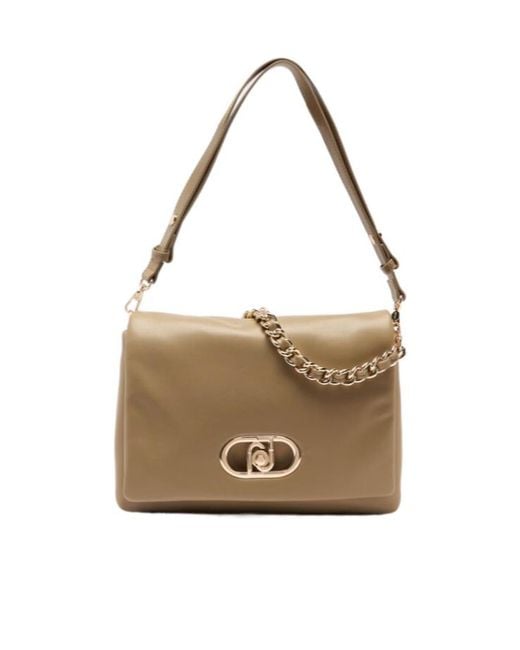 Liu Jo Metallic Lapuffy Large Braided Chain Logo Satchel