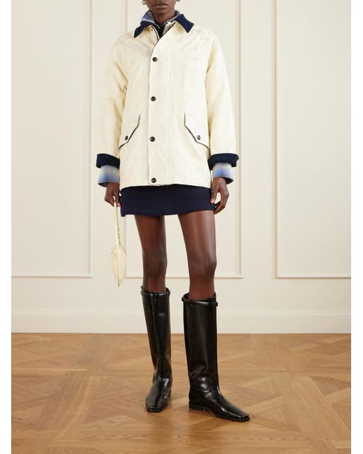 LaDoubleJ White Floral Jacquard Casual Jacket