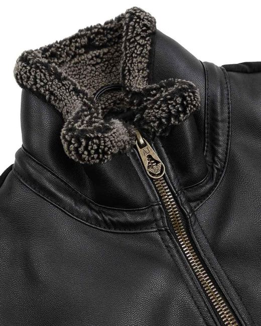 Armani Jeans Black Leather Casual Jacket for men