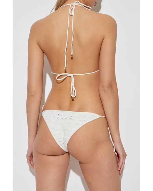 Amiri White Crochet Halterneck Two-Piece Swimsuit