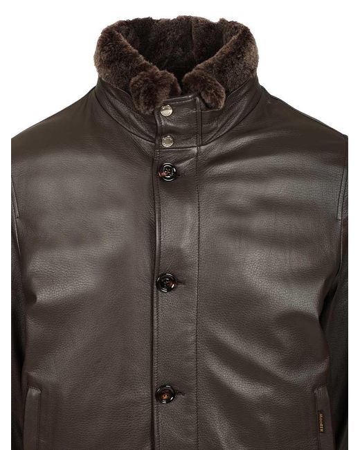 Moorer Black Cleros Padded Bomber Jacket for men
