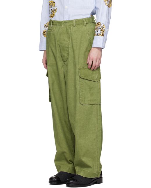 KENZO Green Adjustable Cargo Pants for men