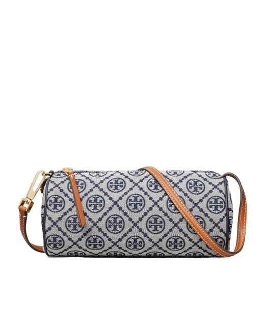 Tory Burch Gray T Monogram Cylinder Bag